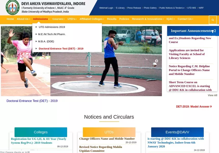 Davv Cet Result 2021 Declared Download Merit List Online Here