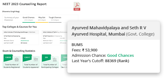 AYUSH College Predictor 2024 Predict All India Colleges based on