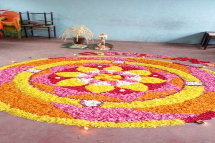 K N Sathyapalan Memorial Sree Narayana Central School-Flower Rangoli